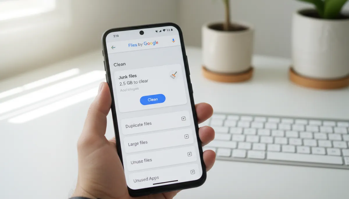 Files by Google app showing junk file cleaning suggestions