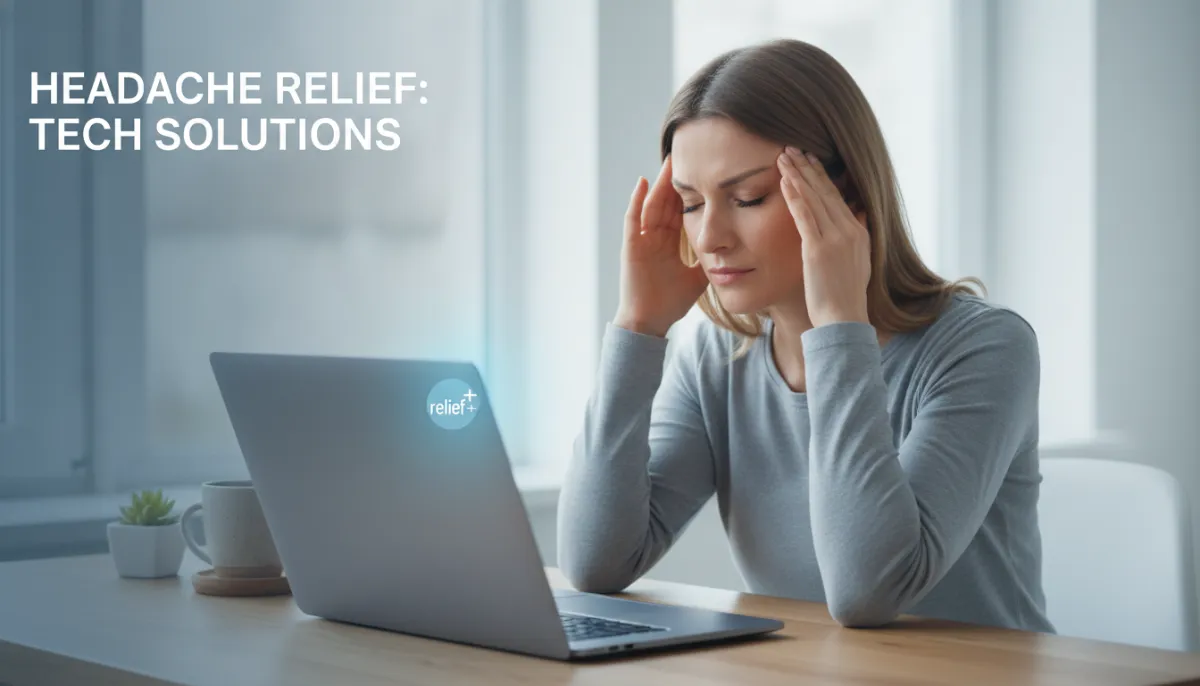 Woman holding her head in pain representing headache relief